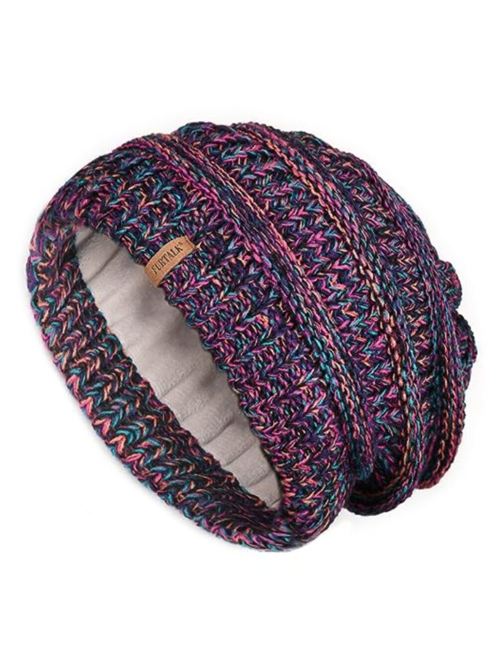 Fleece Lined Knit Beanie Hat Double Layer Slouchy Winter Skull Cap Warm Toque